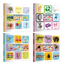 Cargar imagen en el visor de la galería, Set de 4 Libros Kinderpedia Vocales, Colores, Animales, Números - Pasta Dura