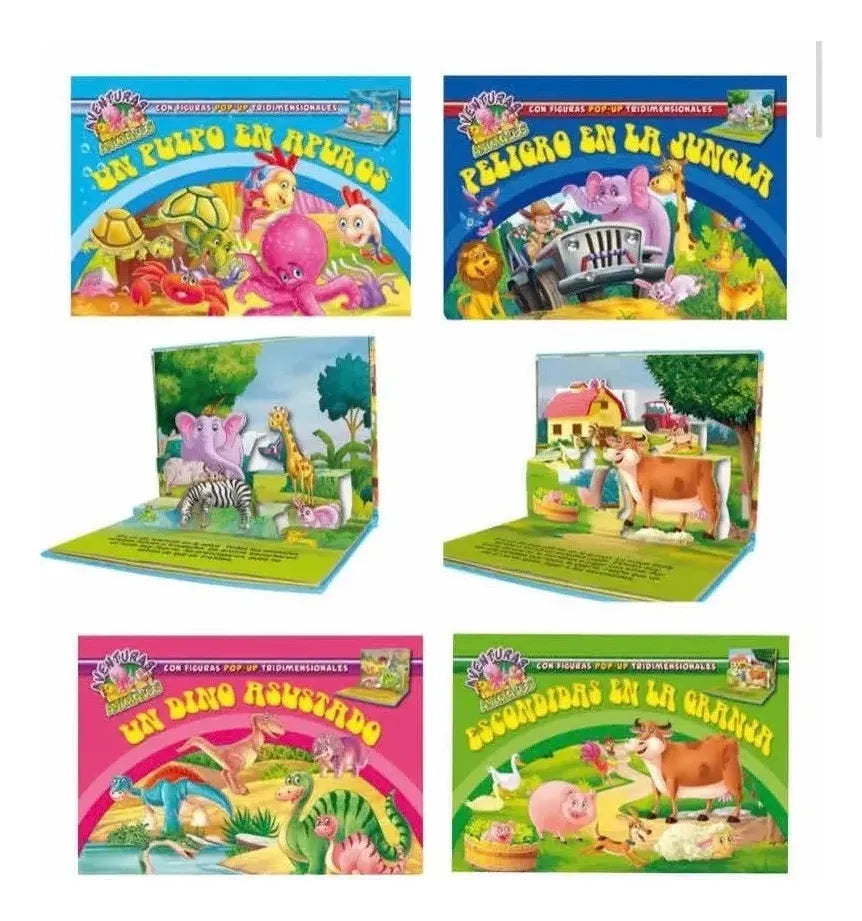 Set de 4 Libros Aventuras Animales - Pop Up 3D