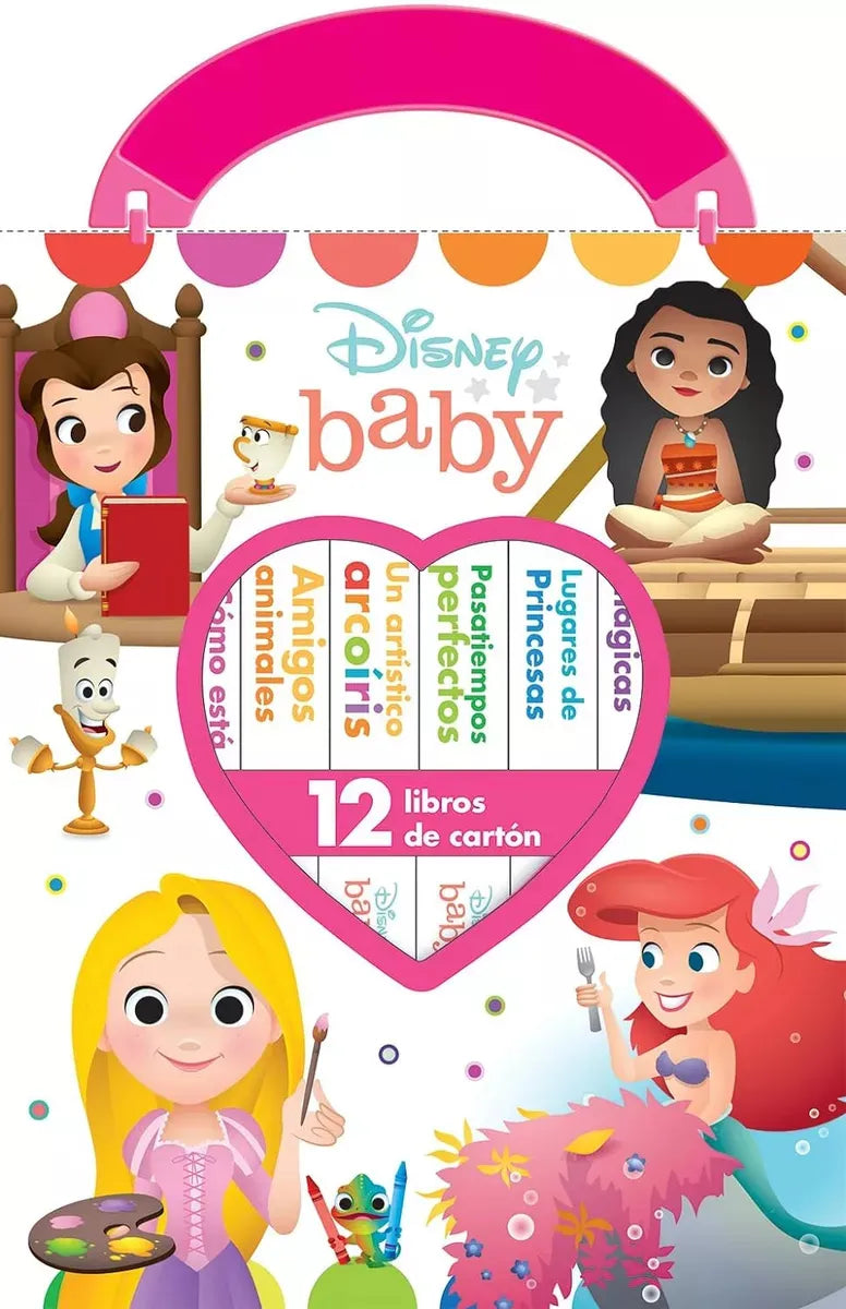 Estuche De 12 Libros De Cartón Pasta Dura - Disney Baby Princesas