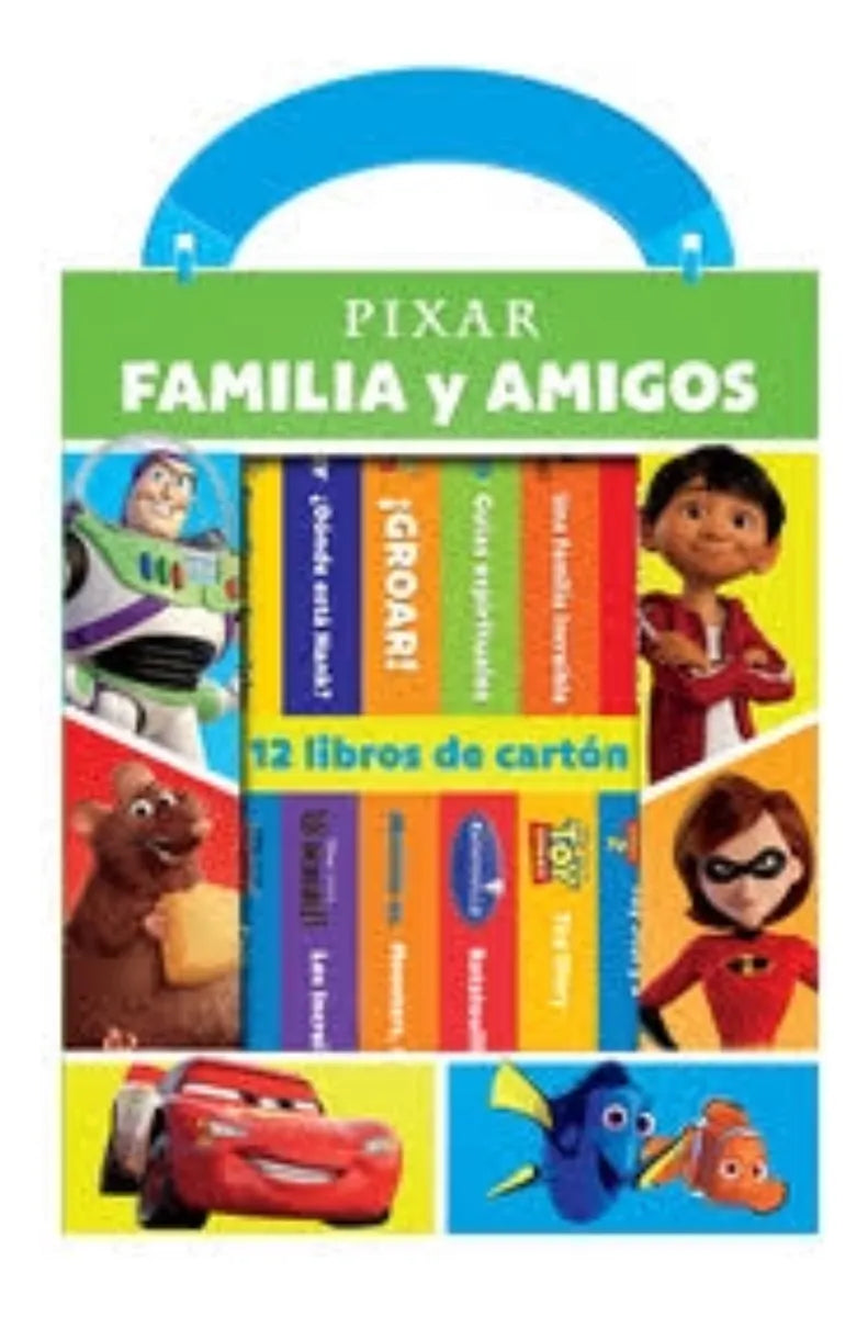 Estuche De 12 Libros De Cartón Pasta Dura - Disney Pixar Familia y Amigos