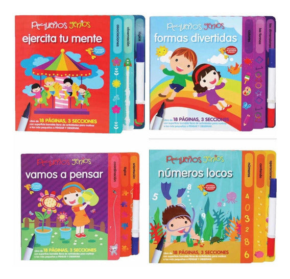 Set 4 Libros borrables - Pequeños Genios
